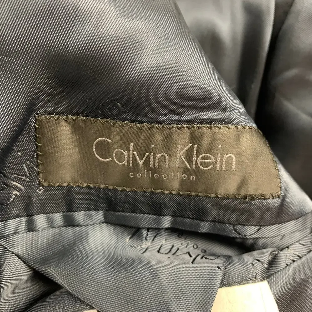 CALVIN KLEIN COLLECTION Size 40 Navy Wool Tuxedo Sport Coat
